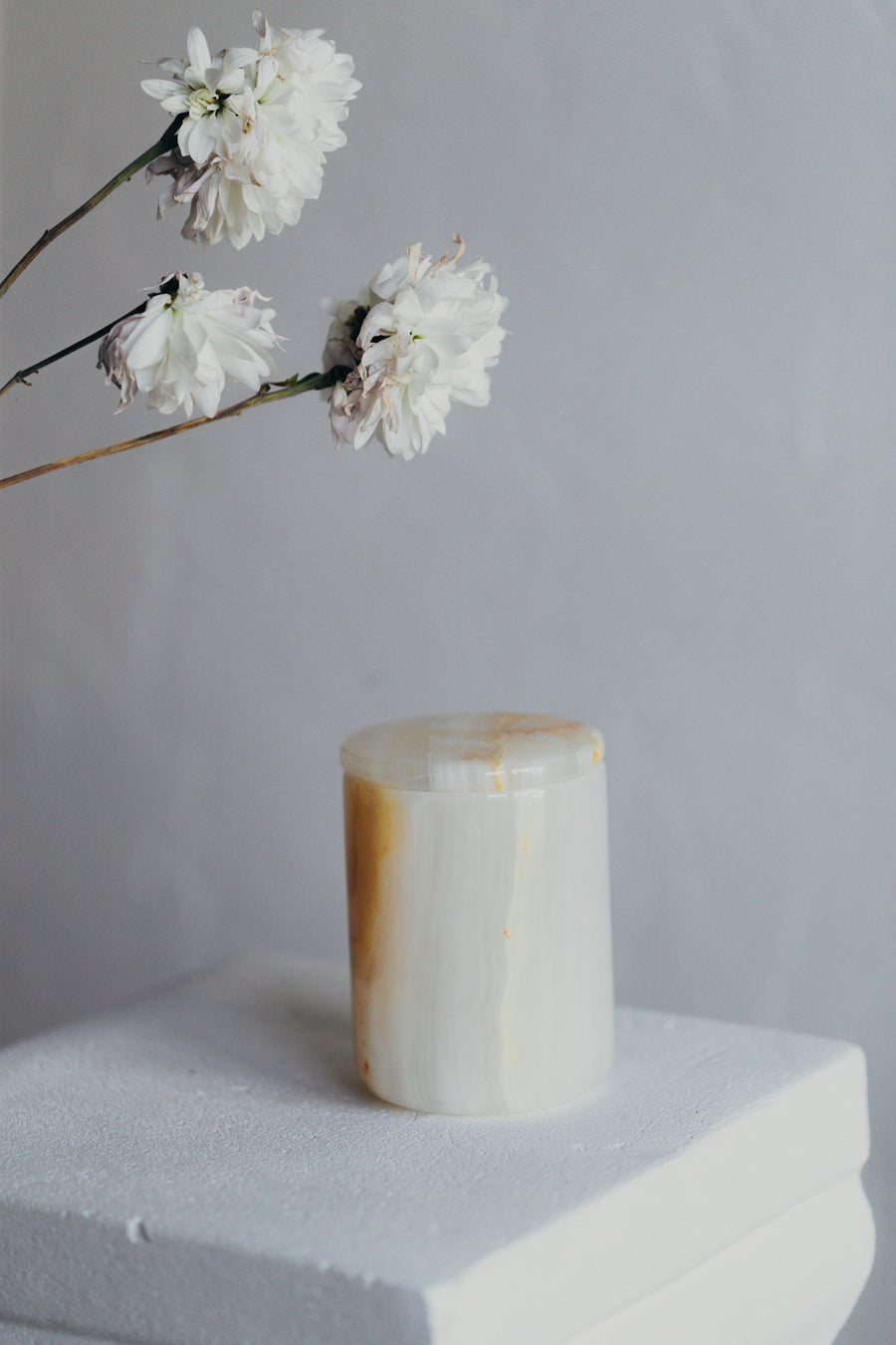 Amida White Onyx Candle Holder