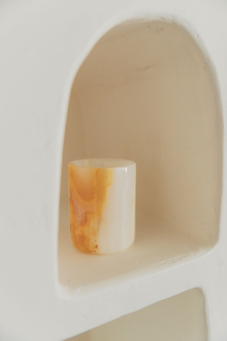 Amida White Onyx Candle Holder